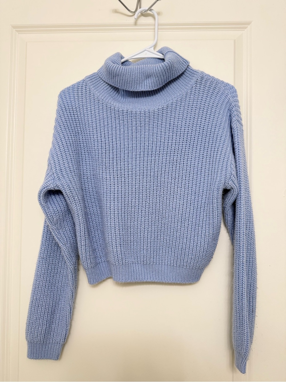 Boohoo Pastel Blue Cropped Turtleneck Sweater